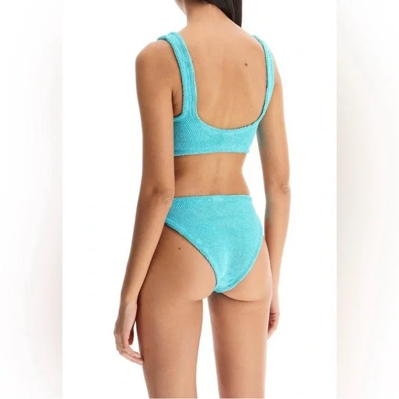NWT Hunza G Juno Seersucker Bikini Aqua One Size - Picture 2 of 7